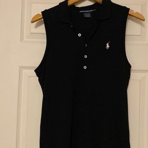 Polo sleeveless black knit tee